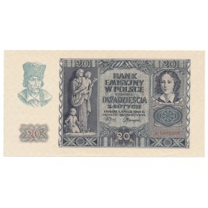 20 złotych 1940 -A- rzadka, pierwsza seria