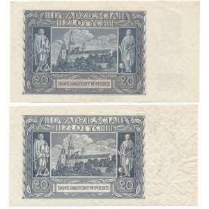 Pair of remainders of 20 złotych 1940