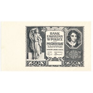 50 złotych 1940 - print on PWPW paper