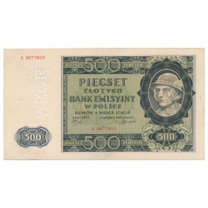 500 złotych 1940 -A- false perforation WZÓR