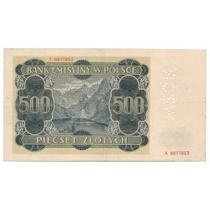 500 złotych 1940 -A- fałszywa perforacja WZÓR