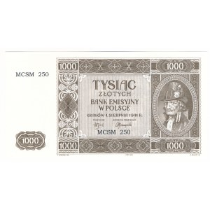 1.000 złotych 1941 MCSM 250 - certyfikat od Czesława Miłczaka. 