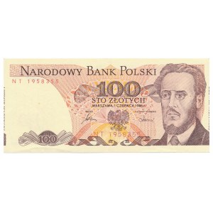 100 złotych 1986 -NT- destrukt błędnie wycięty