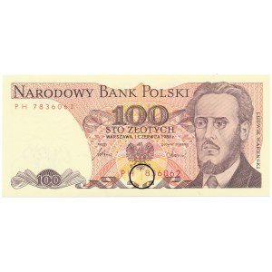 100 złotych 1986 - brak pierwszej cyfry w numeratorze 