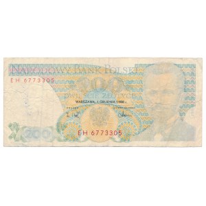 200 złotych 1988 - error note