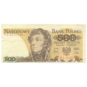 500 złotych 1982 -FA- error note