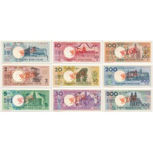 Set of 1-500 zloty 1990 Specimen 