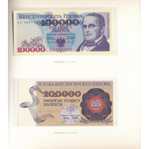 Polish National Bank album containing 23 banknotes 1975-1996