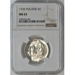 Piłsudski 5 złotych 1938 NGC MS63