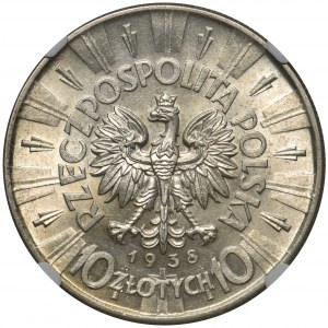 Piłsudski 10 złotych 1938 - NGC MS63