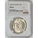 Piłsudski 10 złotych 1938 NGC MS63