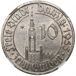 Wolne Miasto Gdańsk 10 guldenów 1935 Ratusz - NGC MS62