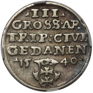 Sigismund I the Old, 3gr 1540 Danzig NGC XF45