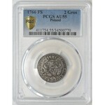 Poniatowski, 2 grosze 1766 F.S - wide shield PCGS AU55