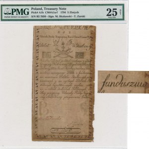 5 złotych 1794 N.B.2 with typing error funduszow - rare variation