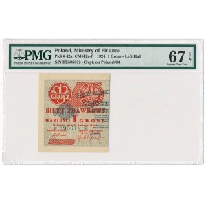 1 grosz 1924 -BE✽- left half PMG 67 EPQ