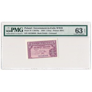 1 złoty 1939 -A- PMG 63 EPQ