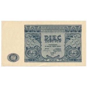 5 złotych 1946 - druk granatowy