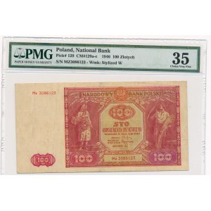100 złotych 1946 -Mz- PMG 35 - rzadka seria zastępcza