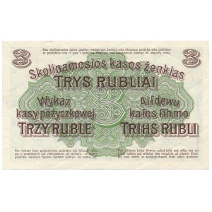 Poznań 3 ruble 1916 -D- długa klauzula - ładny i rzadki 
