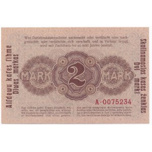 Kowno 2 marki 1918 -A 0075234- rzadki i bardzo niski numer