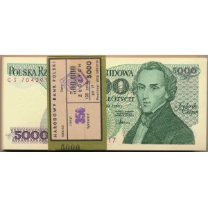 Paczka bankowa 5.000 złotych 1988 -CS- 100 sztuk 