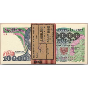 Paczka bankowa 10.000 złotych 1988 -AR- 100 sztuk 