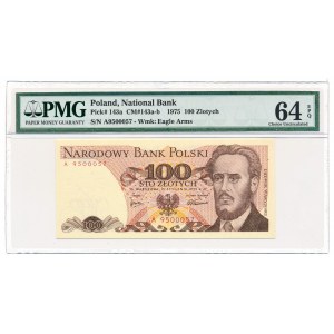 100 złotych 1975 -A- PMG 64 EPQ rare first prefix A