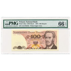 100 złotych 1975 -AA- PMG 66 EPQ - rzadka seria