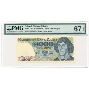 1.000 złotych 1975 -A- PMG 67 EPQ - rzadka pierwsza seria