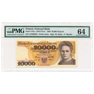 20.000 złotych 1989 -A- PMG 64 rare first prefix 