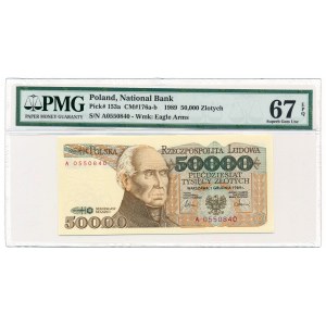 50.000 złotych 1989 -A- PMG 67 EPQ - pierwsza seria 