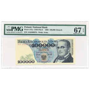100.000 złotych 1990 -AA- PMG 67 EPQ