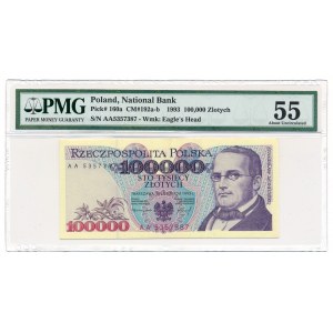 100.000 złotych 1993 -AA- PMG 55 very rare prefix and illustrated in Cz.Miłczak catalogue