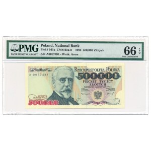 500.000 złotych 1993 -A- PMG 66 EPQ - rare, first prefix