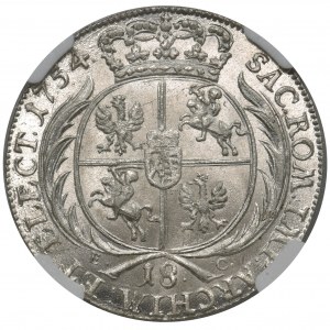 August III Sas, 1/4 thaler 1754 EC Leipzig NGC MS63