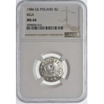 Stephen Bathory, 3gr 1586 Riga NGC MS64