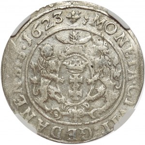 Zygmunt III Waza, Ort Gdańsk 1623 bez 1-6 - NGC XF45- Rzadki 