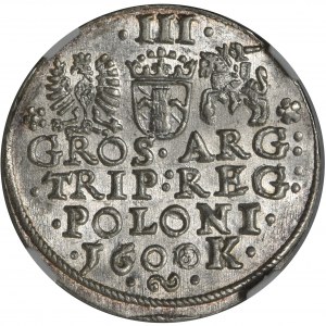 Zygmunt III Waza, Trojak Kraków 1600 - NGC MS61