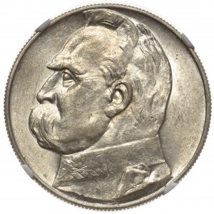 Piłsudski 10 złotych 1937 NGC AU55