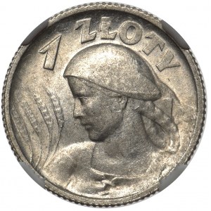 Kobieta i kłosy 1 złoty 1924 - NGC AU55