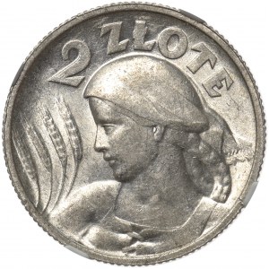 Kobieta i kłosy 2 złote 1924 Paris - NGC AU55