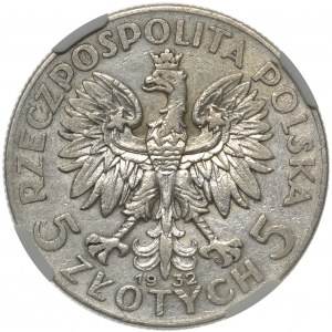 Głowa Kobiety 5 złotych 1932 Warszawa - NGC XF45 - rzadka