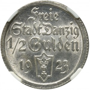 Wolne Miasto Gdańsk 1/2 guldena 1923 - NGC UNC