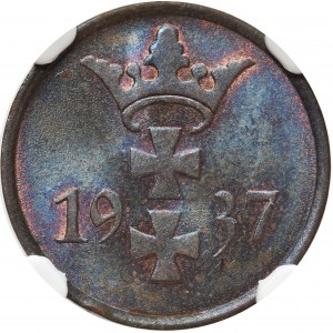 Free City of Danzig 1 pfennig 1937 - NGC MS64 BN