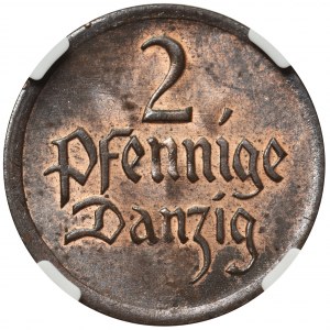 Free City of Danzig 2 pfennig 1926 - NGC MS64 BN