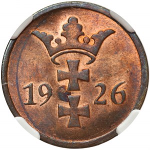 Free City of Danzig 2 pfennig 1926 - NGC MS65 RB