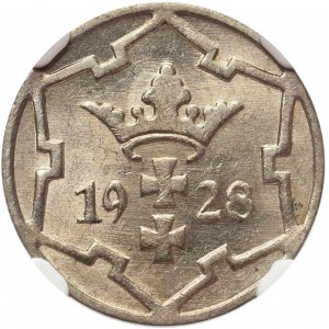 Wolne Miasto Gdańsk 5 fenigów 1928 - NGC MS63+ rzadszy