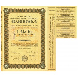 Przędzalnia Wełny Czesankowej Dąbrówka 1x 100 złotych 1928