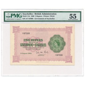 Seszele Brytyjska Administracja 5 rupii 1960 - PMG 55 - rzadkie